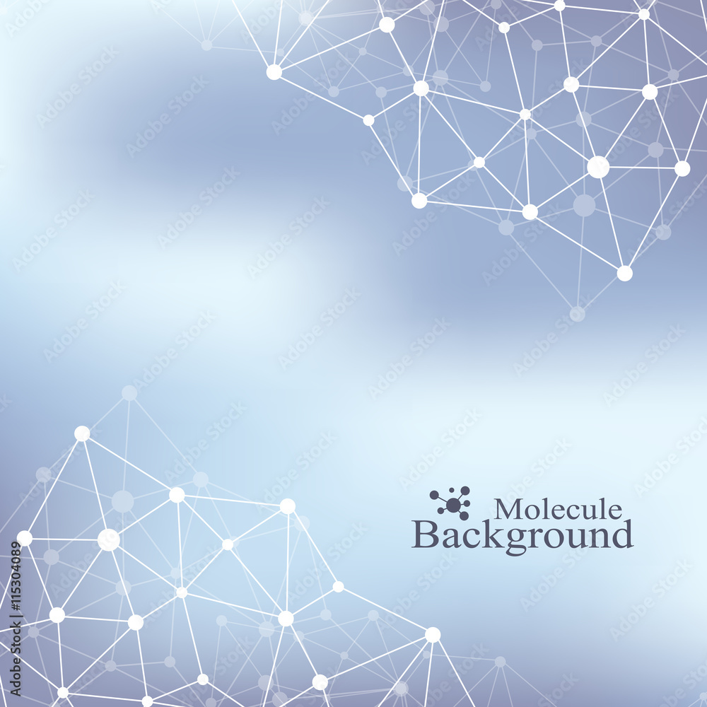 Poster graphic background communication. structure molecule dna, neurons, atom. social network information.
