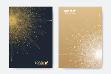 Modern vector template for brochure, Leaflet, flyer, cover, magazine or annual report. A4. Business, science, medicine and technology design book layout. Abstract presentation with golden mandala