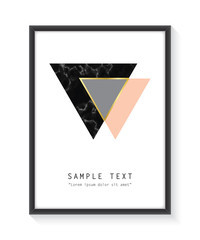 Framed geometric design with marble texture and gold detail