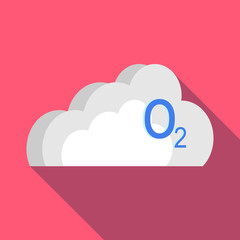 O2 cloud icon in flat style on a pink background