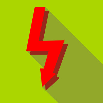 Lightning icon in flat style on a green background