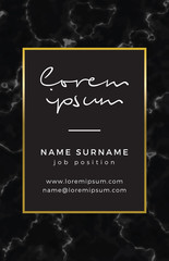 Business card with marble texture and gold detail
