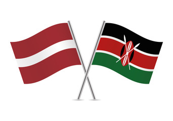 Latvian and Kenyan flags. Vector illustration.