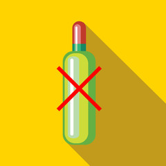 No alcohol icon in flat style on a yellow background