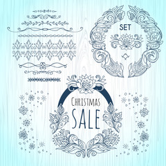 Seamless floral borders. Frame set for design invitations, greeting cards, postcards.Seamless borders.