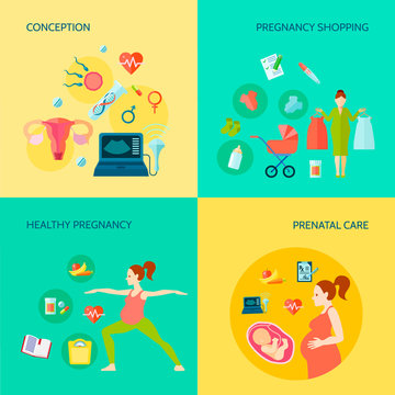 Pregnancy Concept Icons Set 