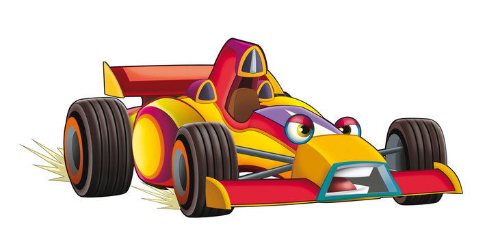 Cartoon sports car racing - illustration for the children
