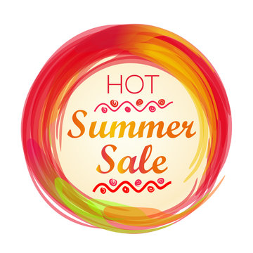 Hot summer sale lettering. Summer sale banner. Vector illustration