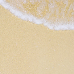 beautiful soft wave of the sea on clean sandy beach texture background