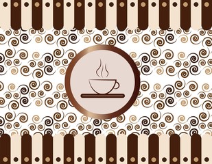 Coffee cup illustration cafe concept. Icon coffee symbol for menu, backgrounds, wall, design, ornament. Vector