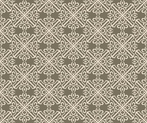Vintage Abstract geometric floral classic pattern ornament. Vector background for cards, web, fabric, textures, wallpapers, tile, mosaic. Almond color