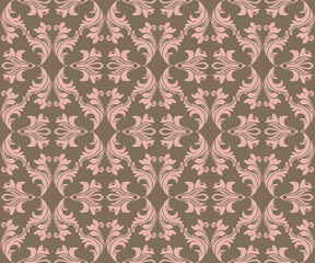 Abstract geometric floral classic pattern ornament. Vector background for cards, web, fabric, textures, wallpapers, tile, mosaic. Rose quartz color