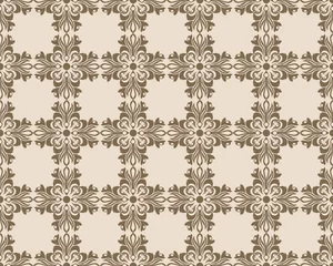 Deurstickers Vintage Abstract geometric floral classic pattern ornament. Vector background for cards, web, fabric, textures, wallpapers, tile, mosaic. Cream color © castecodesign