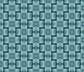 Vector Vintage geometric floral classic pattern ornament. Vector background for cards, web, fabric, textures, wallpapers, tile, mosaic. Green color
