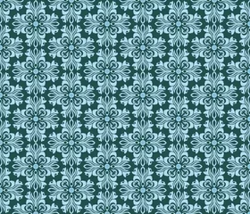 Fototapete Vector Vintage geometric floral classic pattern ornament. Vector background for cards, web, fabric, textures, wallpapers, tile, mosaic. Green color © castecodesign