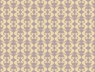 Vintage Abstract geometric floral classic pattern ornament. Vector background for cards, web, fabric, textures, wallpapers, tile, mosaic. Rose quartz and gold color