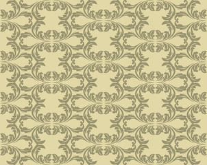 Vector Vintage Damask floral classic pattern ornament. Vector background for cards, web, fabric, textures, wallpapers, tile, mosaic. Lint and cream color