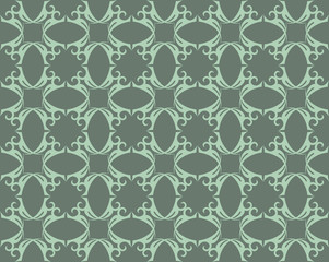 Vector Vintage geometric floral classic pattern ornament. Vector background for cards, web, fabric, textures, wallpapers, tile, mosaic. Green color