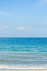 The Black Sea shore, seaside and beach with gold sands, blue water