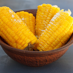 Corn on the cob in a bowl