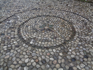 Flower Pattern Cobblestone Path in Mostar, Bosnia and Herzegovina