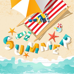 Summer holiday illustration with lettering.