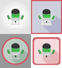 electric mill tools for construction and repair flat icons vecto