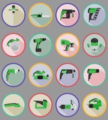 electric tools for construction and repair flat icons vector ill