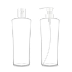 Two transparent cosmetic bottles
