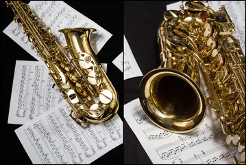 Collage eines Saxophons