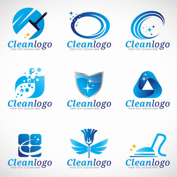 Clean and Housekeeping service logo vector set design