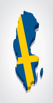 3D vector Flag Map of Sweden