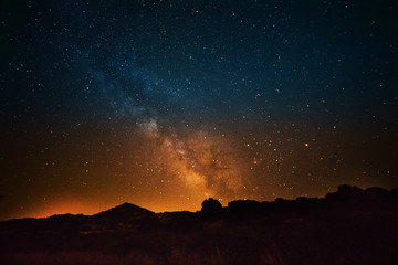 milky way over the countryside