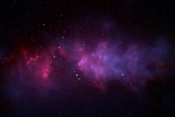 Naklejka premium Nocne niebo - Wszechświat pełen gwiazd, mgławic i galaktyk