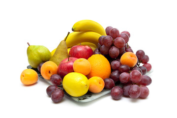 still life of fresh fruit isolated on white background