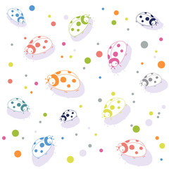 Seamless pattern with cute colorful ladybugs.