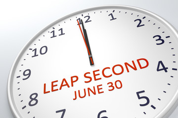 Fototapeta na wymiar a clock showing leap second at june 30