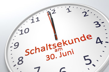 a clock showing leap second at june 30 in german language