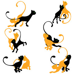 Set of kitten silhouettes.