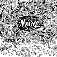Cartoon hand-drawn doodles Musical illustration
