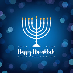Hanukkah Candles on Bokeh Background. - obrazy, fototapety, plakaty