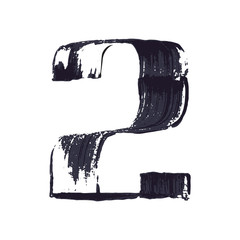 Number two logo hand drawn with dry brush.