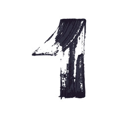 Number one logo hand drawn with dry brush.