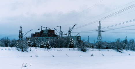 Horizontal vibrant Pripyat atomic reactor background backdrop