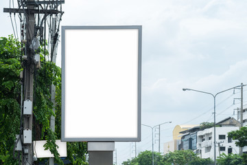 Poster Mockup Template in Bangkok, Blank space with clipping pat