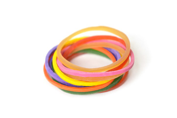 Rubber band on white background