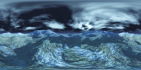 HDRI map, Environment map, panoramic, 3D rendering. land under heaven