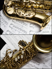 Obraz premium Collage eines Saxophons