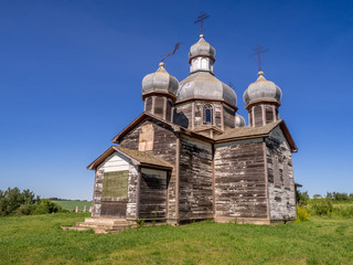 Abandoned old Ukrainian church on the prairies.