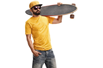Cool guy holding a longboard